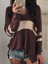 Contrast Color V-neck Long Sleeve Casual Sweater