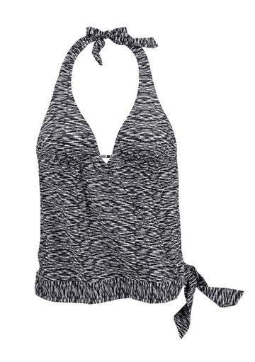 Black & White Halter Wrap Tankini Set