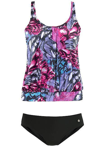 Black & Pink Blouson Tankini Set