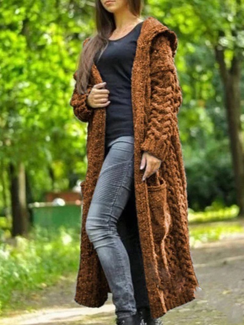 hooded long cardigan womens