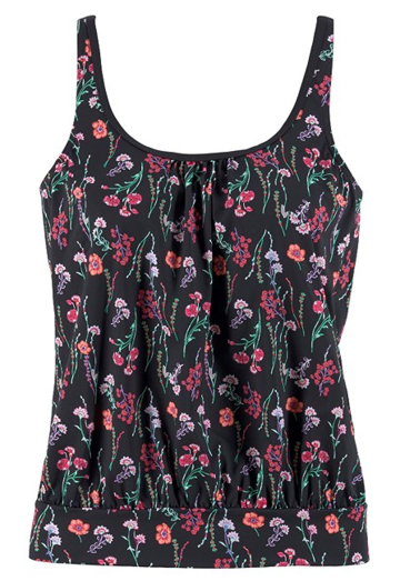 BLACK  FLORAL PRINTED TANKINI SET