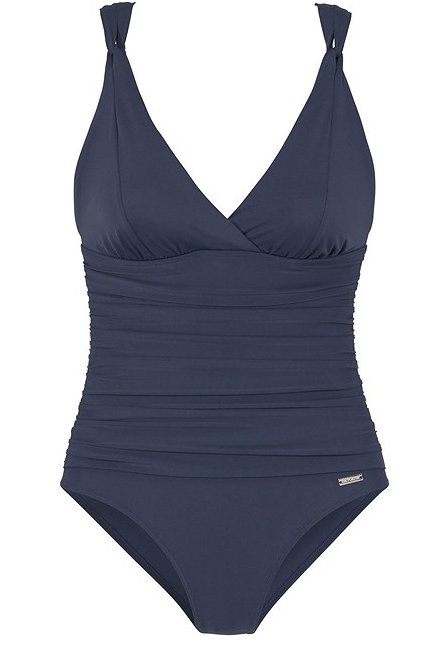 Deep V-neck Solid Color Soft Cup Ruched Sexy One-Piece Swimsuit