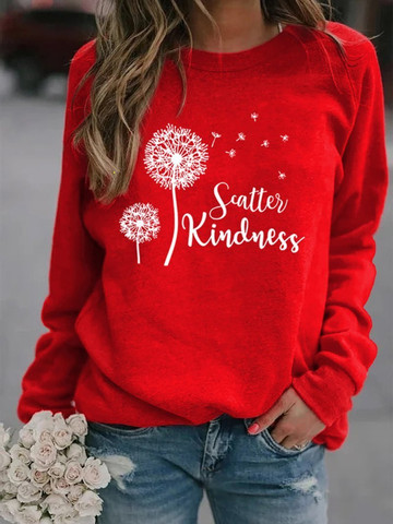 Dandelion Print Crew Neck Sweatshir