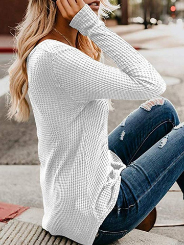 Autumn Women's Casual V-neck Long Sleeve Sweater Shirt