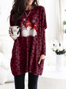 Women's Scandinavian Gnomes Christmas Leopard  Print Long Shirt