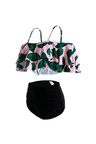 Leaf Print Ruffle Bikini Set
