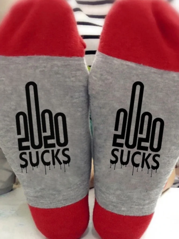 2020 Middle Finger Graphic Crew Socks