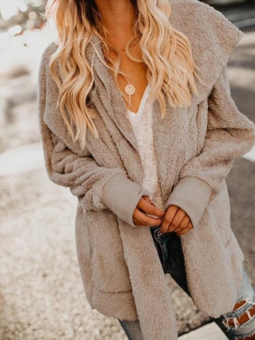 Sleeve Fuzzy Long Sleeve Sweet Pockets Cashmere Teddy Bear Coats