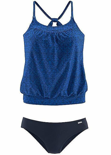 Navy Blue Shaping Blouson Tankini Set