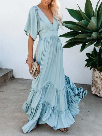 Half sleeve sleeve maxi dress Clearance