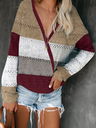 New Autumn/Winter New Loose Color Matching Striped V-neck Sweater