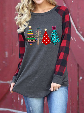 Christmas tree print T-shirt