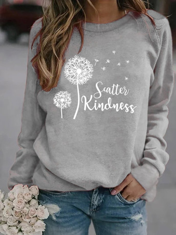 Dandelion Print Crew Neck Sweatshir