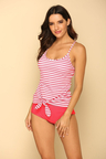 TIE FRONT BLOUSON TANKINI IN SEASIDE STRIPE