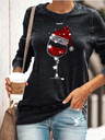 (promotion ends)Women's Christmas Wine Glass Print Sweatshirt