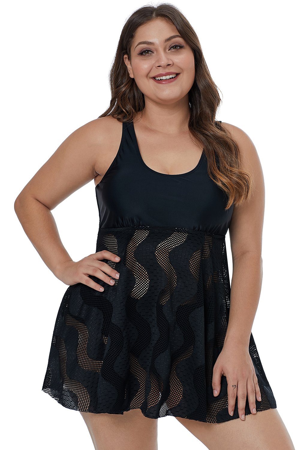 plus size swim dress black