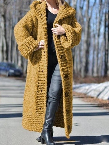 Solid Medium-length Jumper Cardigan