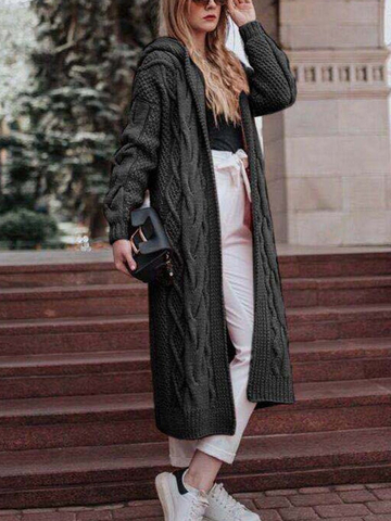 Women Long Cardigan Twist Knit