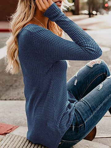 Autumn Women's Casual V-neck Long Sleeve Sweater Shirt