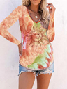 Tie-dye Caiyun Sunflower Long Sleeve T-shirt