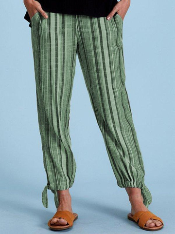 Linen Striped Casual Pants