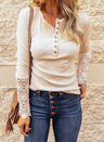 Crochet Sleeve Hem Top Shirts