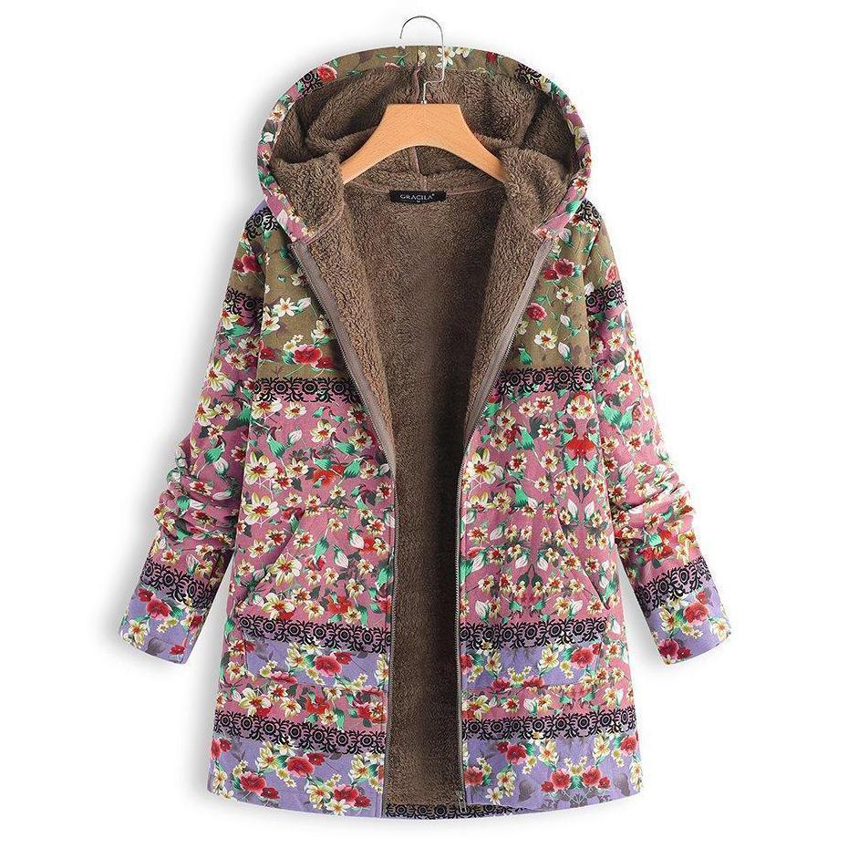 Patchwork Hooded Casual Quilted Coat