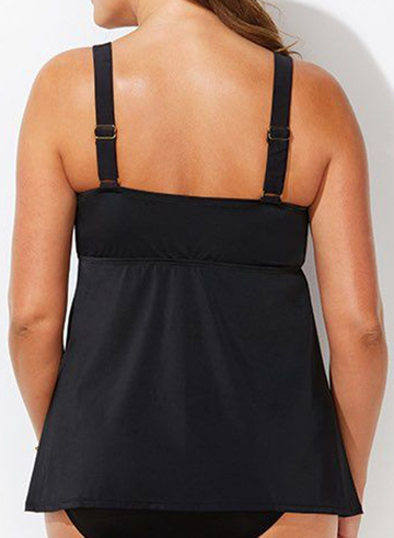 BLACK FLOWY V-NECK TANKINI SET