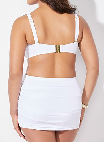 VALENTINE WHITE BANDEAU BIKINI WITH SHIRRED SKIRT