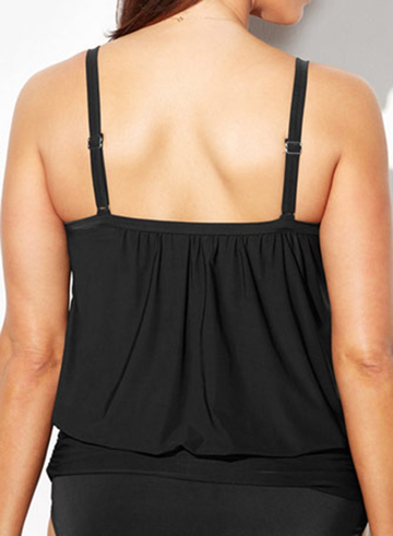 BLACK LIGHTWEIGHT BLOUSON TANKINI TOP