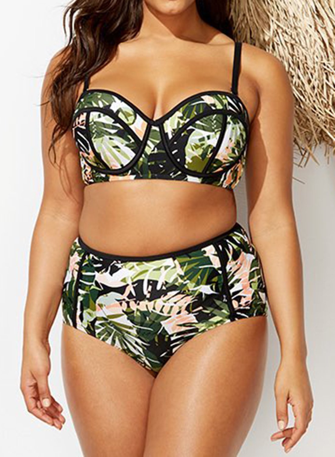 Underwire high waisted bikini set Clearance