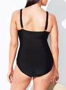 Black Ruched V-Neck One Piece Swimsuit