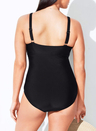 BLACK RUCHED V-NECK ONE PIECE SWIMSUIT