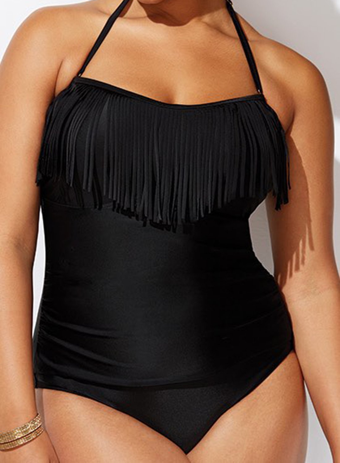 fringe bandeau one piece swimsuit