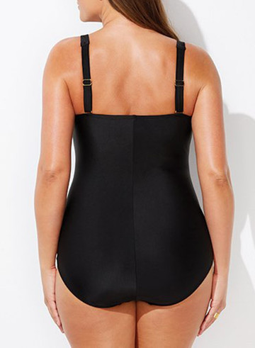 Black Ruched Sweetheart One Piece Swimsuit