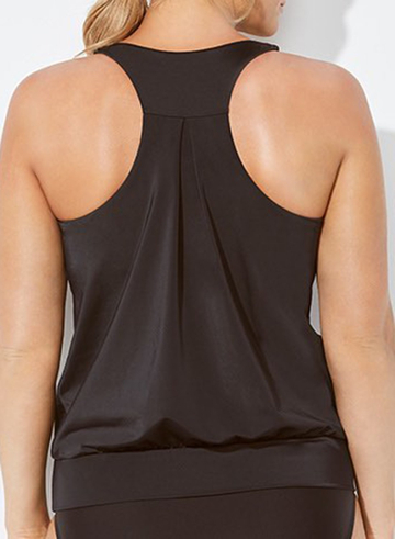 Chlorine Resistant Black Blouson Tankini Set