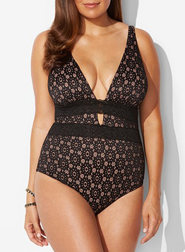 Jackson Lace Plunge One Piece Swimsuit