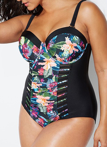 YIN CUT OUT MESH UNDERWIRE ONE PIECE SWIMSUIT