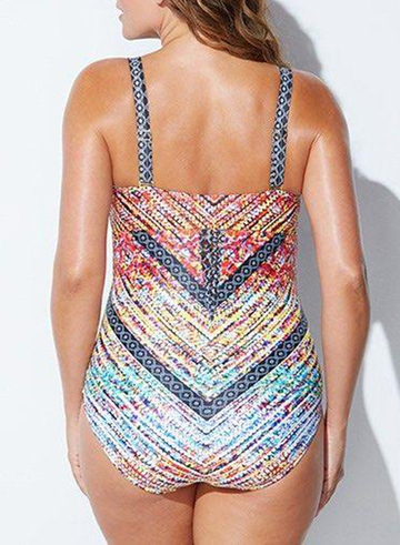 Cut Out Underwire Colorful One Piece Swimsuit