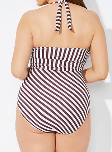 Runway Faux Wrap Halter One Piece Swimsuit