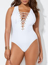 CEO WHITE LACE UP ONE PIECE SWIMSUIT