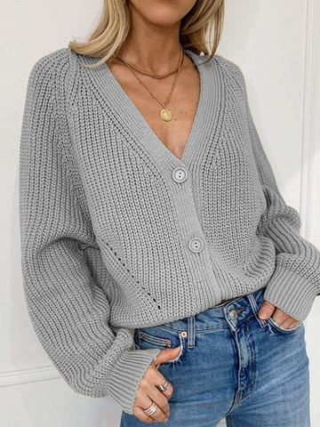 Casual Short Version V-Neck Cardigan