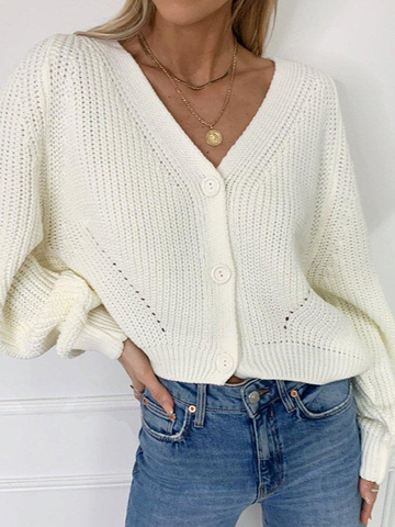 Casual Short Version V-Neck Cardigan