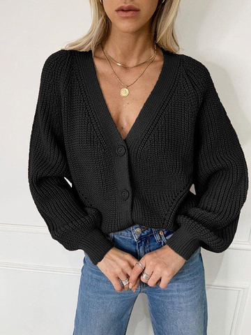 Casual Short Version V-Neck Cardigan