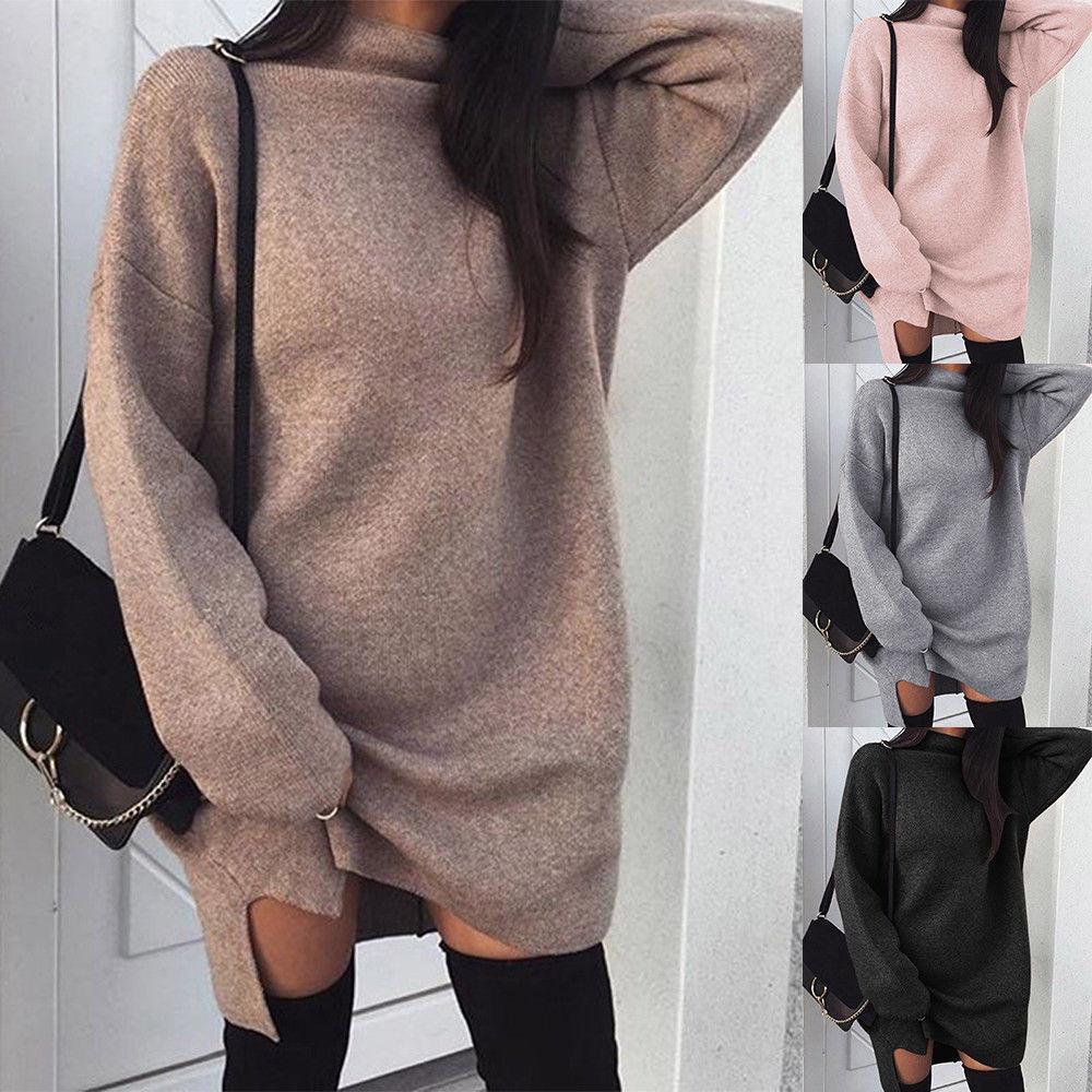 High Neck  Plain  Batwing Sleeve Sweaters