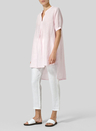 Summer Linen Round Neck Solid Color Long Back Top