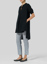 Summer Linen Round Neck Solid Color Long Back Top