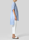 Summer Linen Round Neck Solid Color Long Back Top