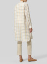 Trendy Plaid Printed Linen Stand Collar Breathable Long Sleeves