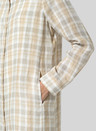 Trendy Plaid Printed Linen Stand Collar Breathable Long Sleeves